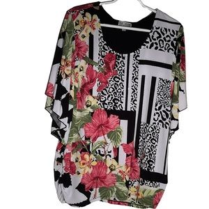 JM Collection flower print short sleeve short sleeves 1X perfect condition